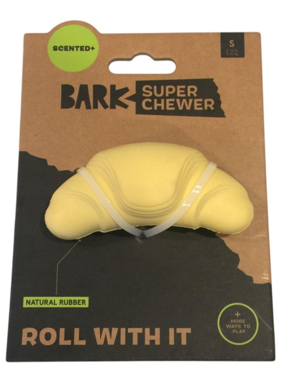 BARK Super Chewer Roll With It Scented 3 1/2" Croissant Natural Rubber